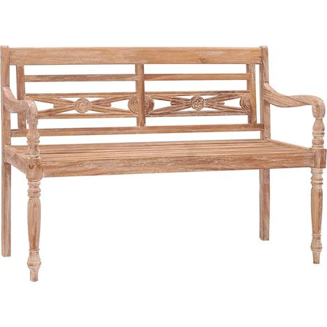 Batavia Bench 120 cm White Wash Solid Teak Wood vidaXL (1/5)