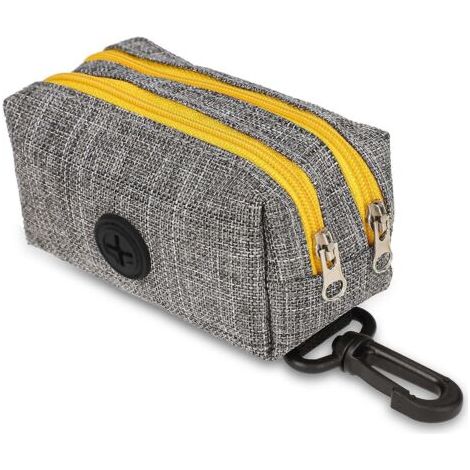Distributeur de sacs à déjections canines avec 2 fermetures éclair, distributeur de sacs pour laisse, distributeur de sacs à déjections canines avec mousqueton (1/5)