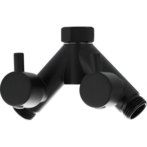 Distributeur de douche Tecmolog à 2 voies, robinet d'arrêt en laiton, adaptateur en Y, raccord de tuyau 1/2 pouce pour bras de douche, noir, DSF014AB (1/5)