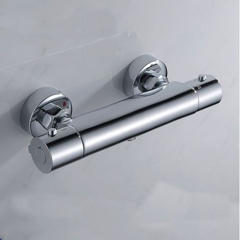 Mitigeur Douche Thermostatique,Mitigeur Thermo Statique Douche Robinet de Douche Mitigeur Thermostatique avec Serrure de SéCurité Thermostatique Douche en Laiton,Chrome (1/5)