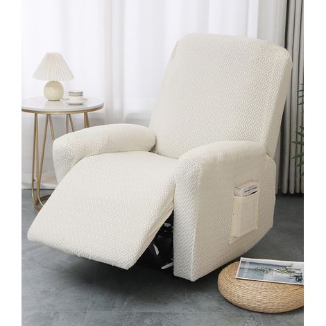 4 Pièces Housse de Fauteuil Relax, Jacquard Extensible avec Poches, Protection 360 Degrés pour Canapé Électrique et Manuel (1/5)