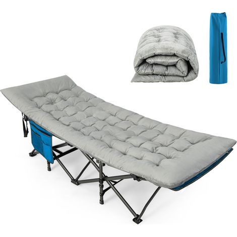 Matelas de Camping Inclinable en Velours Cristal Matelas de Couchage avec 4 Sangles de Fixation Poche de Fixation de Lit 190x70x7 cm Gris Maison Chic (1/4)