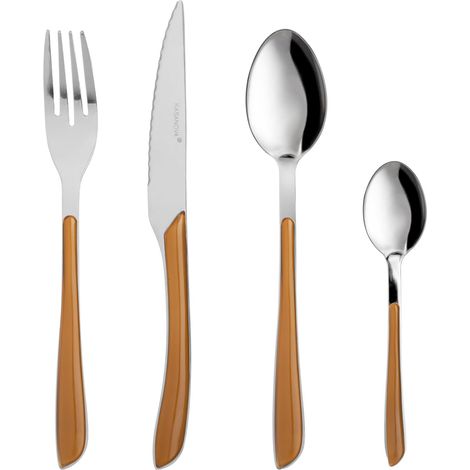 Set de couverts de table, Set 24 couverts en acier inoxydable, Couverts en acier inoxydable (Marron) (1/5)