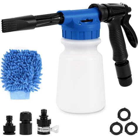 Car Wash Foam Gun 900ml 2 in 1 Adjustable Foam Lance Foam Lance with Gloves Foam Sprayer for Car Washing, Car Wash, Motorcycle Garden, Garden Watering (1/5)