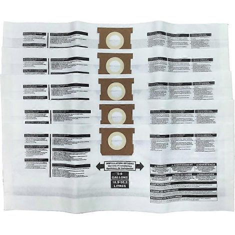Filtre de 5PCS 5 – 8 Gallon Aspirateur Dust Bags pour Shop – Vac de remplacement Collector Filtre Bag Large Capacity (1/5)