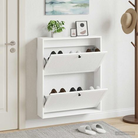 vidaXL Wall-Mounted Shoe Cabinet EDE 71 x 17 x 86 cm Engineered Wood (1/5)