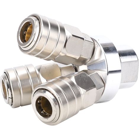 Raccord rapide 3 voies, acier inoxydable nickelé perlé, composant pneumatique, filetage G1/4 pouce (1/5)