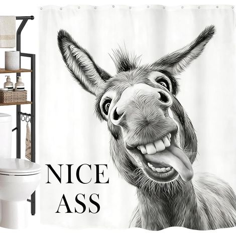 Shower Curtain 177x177 cm Rustic Animal Cute Fabric Shower