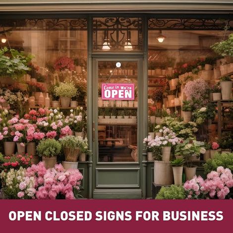 pink open closed sign double sided We are open closed panel Creative opening hours Sign Plate for retail store Bar Bakery Showcase Wall Panel (1/4)