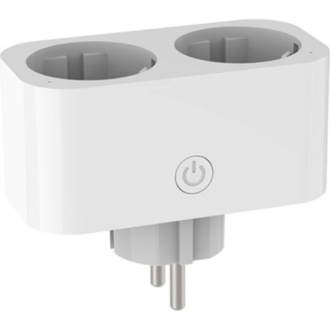 Prise intelligente 16ATuya avec télécommande WiFi pour la maison, commande vocale et minuterie. Double prise européenne compatible avec les applications Smart Life et Google Home. (1/5)