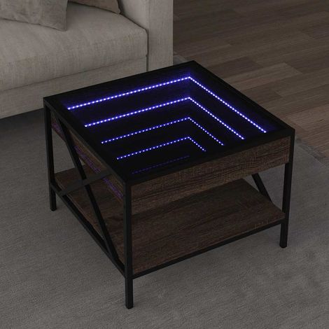 Couchtisch mit Infinity-LED Braun Eichen-Optik 50x50x38 cm (1/5)
