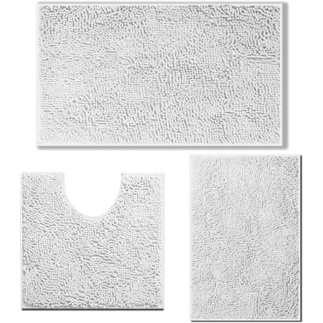 Lot de 3 Tapis de bain, antidérapants, chenille, absorbants, salle de bain