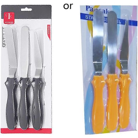 3 pièces Spatule Palette Lisseuse Professionnelle pour Décoration de Gâteaux en Acier Inoxydable (1/4)