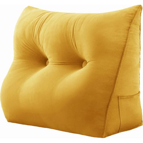 Coussin triangulaire en velours jaune - 60 cm (1/5)
