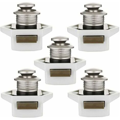 VURAHOME - Bouton poussoir verrou 5pcs blanc 20mm - Fermeture armoire/tiroir - Maison/RV/caravane - Sans clé, loquet meuble - Propriétaires (1/4)