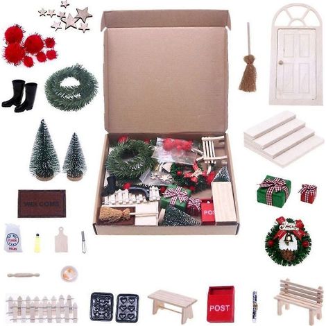 Petites figurines en bois pour maison de poupée sur le thème de Noël, pour répandre la joie des fêtes (1/4)
