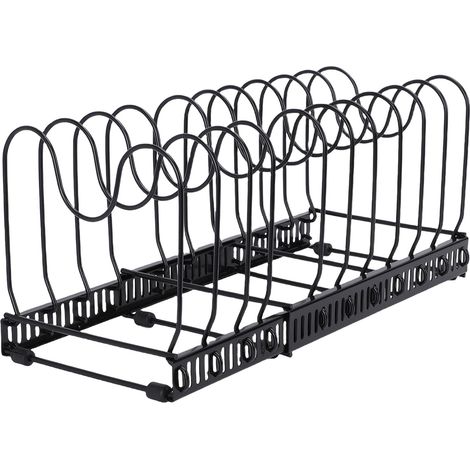 Organisateur de couvercles de casseroles avec 14 séparateurs réglables, planche à découper extensible, support pour couvercles de casseroles et plaques de cuisson, noir (1/5)