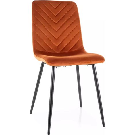 Chaise velours cannelle et pieds métal noir mat assise rembourrée chic LOZAT (1/4)
