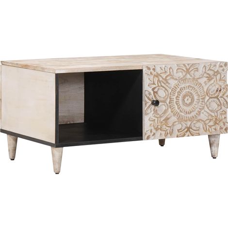 Couchtisch Weiß 80 x 50 x 40 cm Massivholz Mango vidaXL