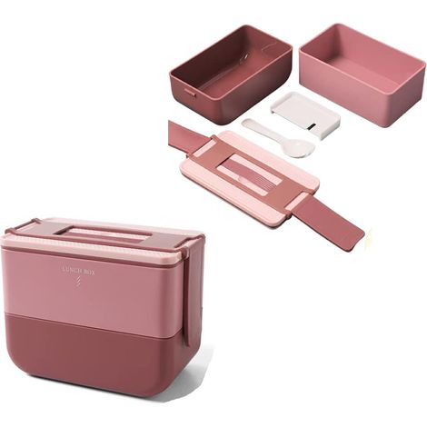 Boîte à bento étudiante écologique de style japonais (double couche, rouge)