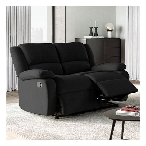 Loungitude – Canapé relax 2 places en microfibre – Inclinaison jusqu'à 170° – Repose-pieds relevable – Dimensions 143 x 93 x 96 cm – Noir
