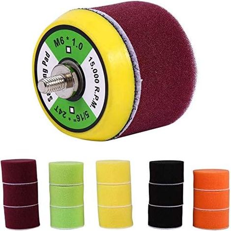 16Pcs 2 Pouces Éponge de Polissage, Tampon de Polissage de Voiture avec Adaptateur de Forêt M6, Kit de Polissage pour Polisseur (1/5)