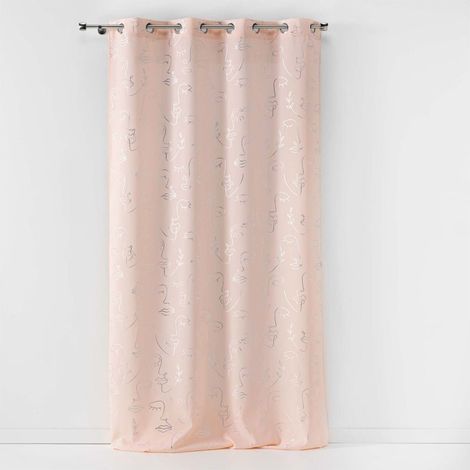 Rideau à Œillets "Arty Line" 140x260cm Rose & Argent (1/3)