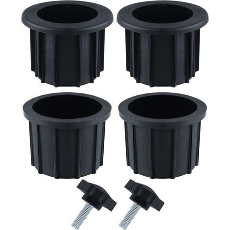 2 sets (6 pièces) accessoires parasol balcon - 4 anneaux + 2 vis bouton noir (1/4)