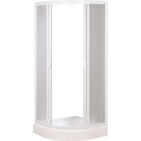 Box Doccia Semicircolare 80x80 cm 2 Ante Scorrevoli in Acrilico 2,2 mm H185 cm Dorini Bianco (1/4)