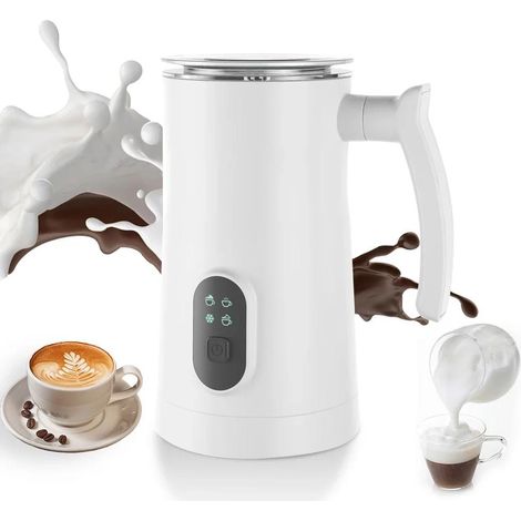 Mousseur à lait électrique (blanc), acier inoxydable, 400 W, revêtement antiadhésif, 350 ml (1/5)
