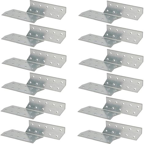 Kotarbau – Lot de 12 équerres de fixation en acier galvanisé 170 x 40 mm – Pour constructions bois – Résistance au vent – Montage rapide