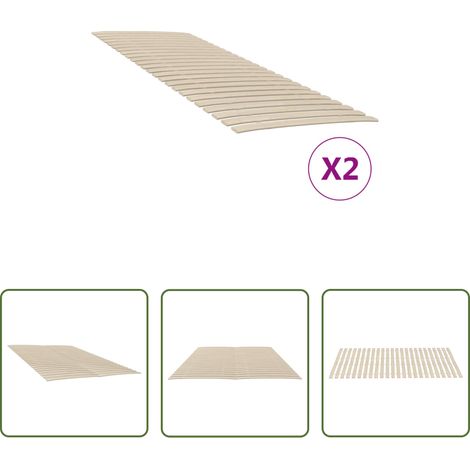 Sommiers - Lattes de rechange pour sommier avec 48 lattes, 2 pièces, 70 x 200 cm (1/5)