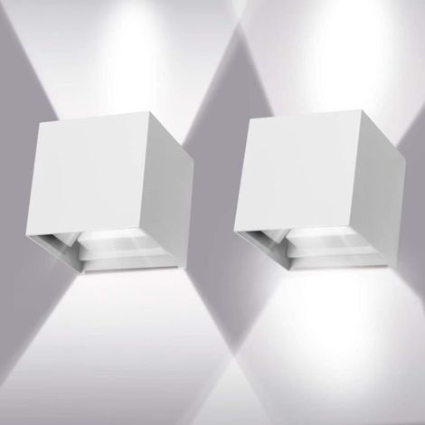 (Blanc-2ps)Applique Murale Exterieur LED 12W Applique Murale 6000K Etanche IP65 Réglable Lampe (1/4)