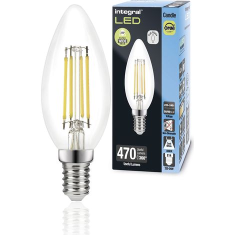 4 PACK E14 Omni-filament Blanc froid 4000K, 470LM, 4.2W (équivalent à 40W) Ampoule bougie non-dimmable - Efficace en énergie et idéale pour les lampes et lustres dans les salons (1/5)