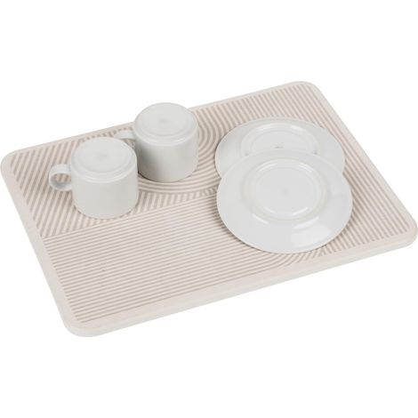 Tapis d'égouttage en diatomite pour cuisine, séchage rapide, beige, pieds en silicone absorbant l'eau, 40 x 30 x 0,9 cm