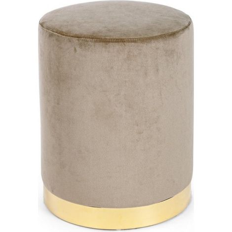 Pouf in velluto Tortora LUCILLA diametro 35x h40 cm