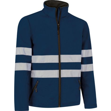 Chaqueta softshell de Visibilidad Realzada, dos cintas retro-reflectantes cosidas en torso, espalda y mangas VALENTO WUTAN XL Azul marino orión