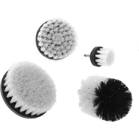 4-teiliges Bohrmaschinenbürsten-Set, leistungsstarkes Reinigungszubehör für Auto, LKW, Motorrad, Weiß (1/5)