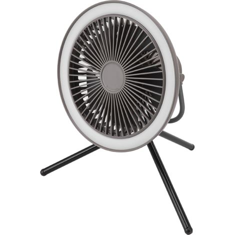 Outdoor-Zeltventilator mit Hängeleuchte, Standventilator, 3-stufiger Fernbedienung, USB-aufladbar, grau (Ventilator mit eingebautem Akku, Fernbedienung ohne Akku) (1/5)