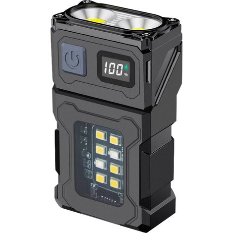 Hochleistungs-Taschenlampe, wiederaufladbare 850-Lumen-EDC-Taschenlampe mit rückseitigem Clip, kleine, kompakte, magnetische LED-Taschenlampe zum Gehen, Radfahren, für Notfälle, rotes Signalgerät