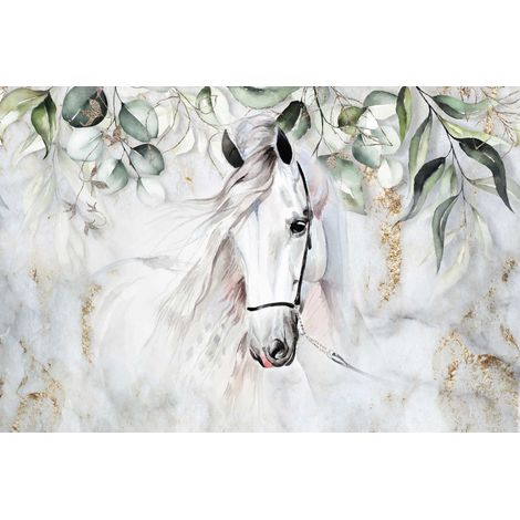 Tapis magnétique pour radiateurs, chauffages et radiateurs. Cheval sur fond de feuilles suspendues, 60 x 100 cm. (1/3)