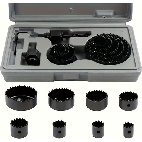 Coffret de scies trépans 11/16 pièces, outils de perçage pour bois, plastique et plaques de plâtre, avec adaptateur et boîte (1/5)
