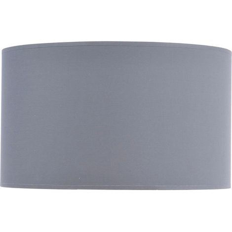 Lined Drum Lampshade - Fabric/Polyester/Cotton Frame - L50 x W50 x H30 cm - Grey/Silver