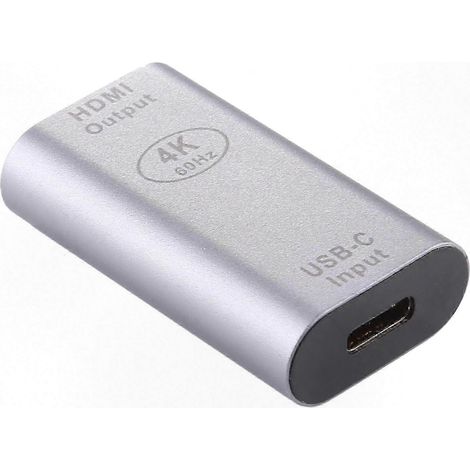 USB-C-auf-HDMI-Buchse-Adapter aus Aluminiumlegierung, Typ-C-auf-HDMI-Konverter für Videoverbindungen, kompatibel mit Smartphones, Tablets und PCs, silberfarbenes Gehäuse, kompakter Stecker (1/4)