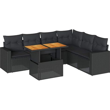 Maison Exclusive - Set Divani da Giardino con Cuscini 7pz Nero Polyrattan (1/5)