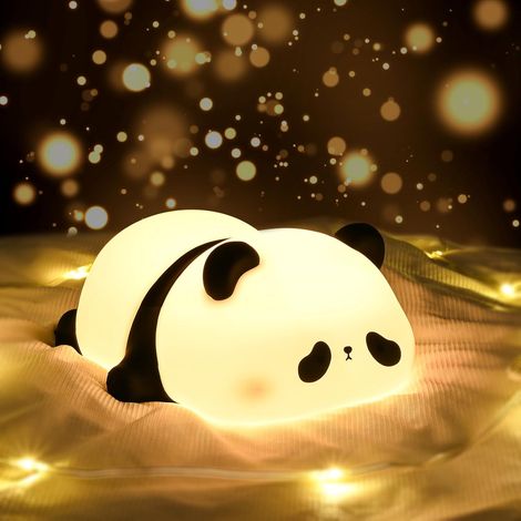 Veilleuse Bébé Rechargeable Enfant Panda Lampe de Chevet Tactile Dimmable Pour Enfants avec Câble Charge USB Silicone (1/4)