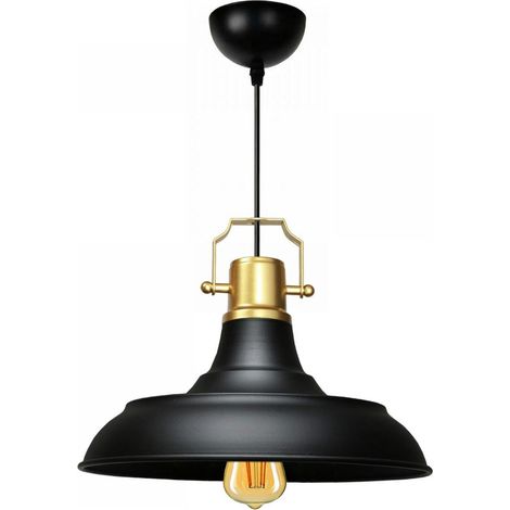 Suspension vintage métal noir & or industriel chic SILE