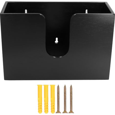 Distributeur de serviettes en papier Bambou Naturel Support Mural ou de Comptoir Design Élégant Noir 29x19x11,5cm (1/4)
