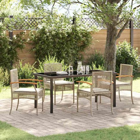 Conjunto de Comedor de Jardín 5 pcs Beige ratán sintético vidaXL (1/5)