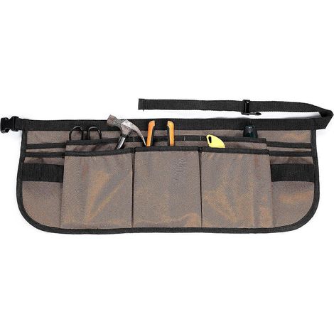 Ceinture porte-outils de jardinage avec 13 poches, imperméable, en tissu Oxford 600D, avec tablier et ceinture ajustable pour jardiniers et jardinières (Marron - Style C) (1/4)
